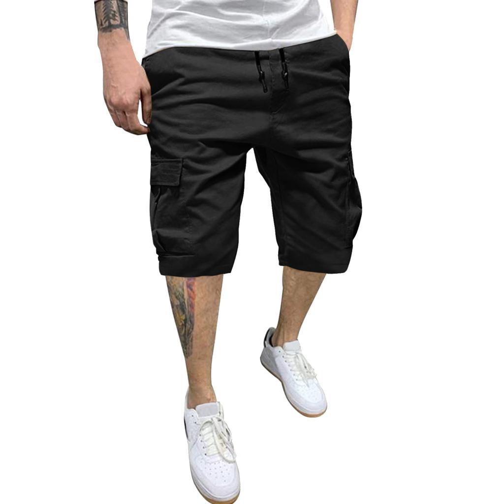 Herren Mode Lässig Farbe Elastizität Kordelzug Tasche Latzhose Hosen Shorts