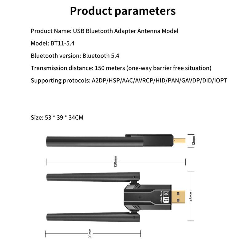 150M Bt5.4 Bluetooth Adapter Driver-Free Usb Transmitter Multi-Device Connection Game Controller Connection Signal Booster Wifi