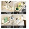 Suction Cup Kitchen Floating Shelf Organizer No-Drill Large Capacity Bathroom Sink Shelf Over Faucet Space-Saving Wall Mounted