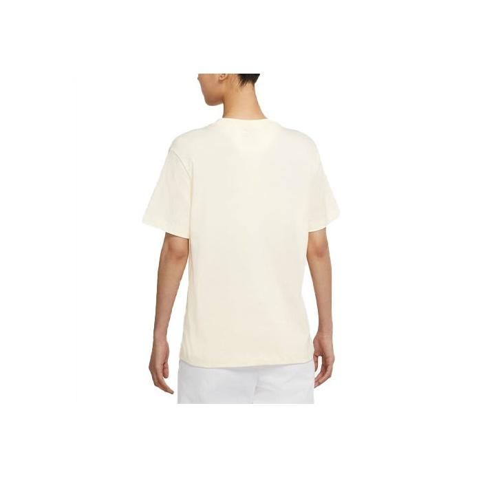 Nike Sportswear Essential Loose Knit Printed Casual Crew Neck T-Shirt Women Tops Coconut-White DH4256-113
