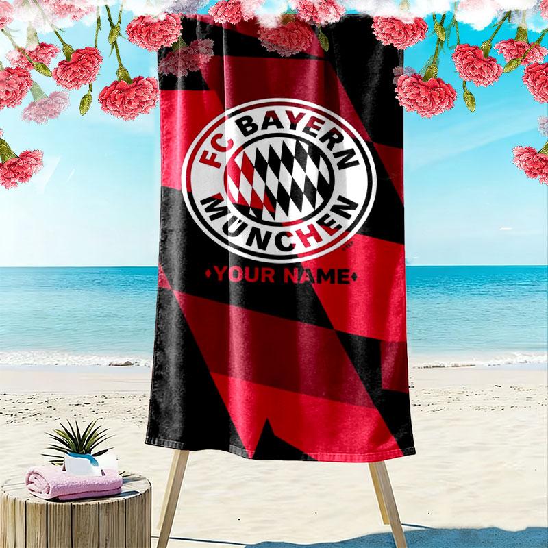 FC Bayern Munchen Custom Name Print Beach Towel, Large Soft Quick Dry Towel for Beach Camping Swimming