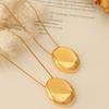 Simple Smooth Oval Pendant Long Necklaces For Women Stainless Steel Gold copper Color Women's Sweater Chain Fashion Zircon Gift