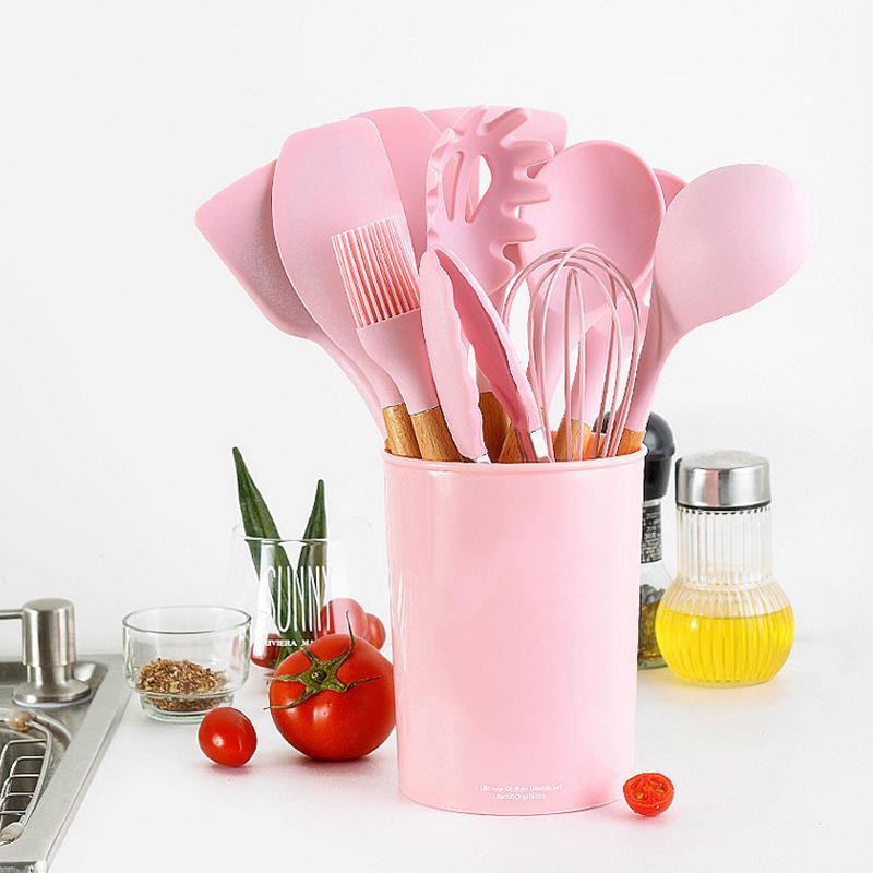 Durable Food-Grade Silicone Kitchen Utensil Set Premium Quality for Home Cooking (Red,M) красный