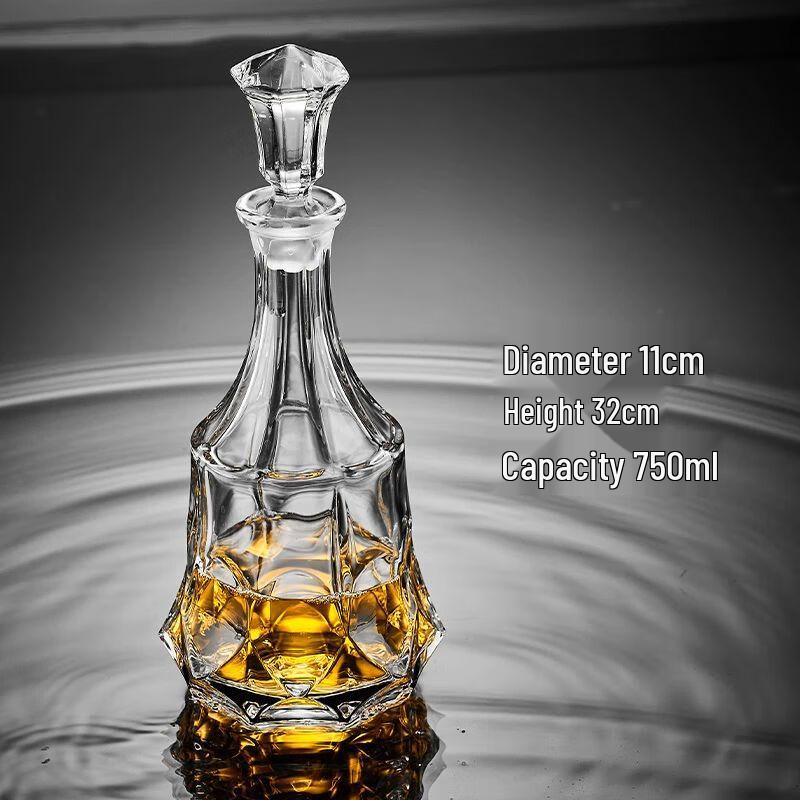 

European Luxury Crystal Whiskey Decanter and Glass Set