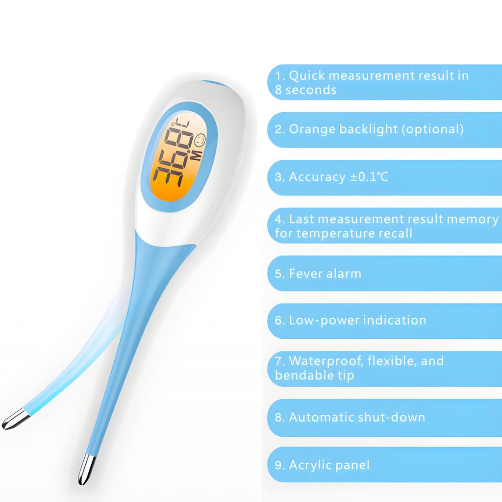 Electronic Soft Head Thermometer: Oral/Armpit Measurement for Household Adults & Children Finger Clip Pulse Oximeter
