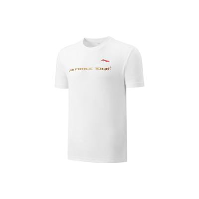 Li Ning Badminton Series Daily Training Logo Print Crew Neck Pullover Short Sleeve T-Shirt Unisex T-Shirt Standard-White AHST897-2