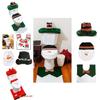 Christmas Themed Santa Claus Snowman Pattern Toilet Cover Three Piece Set For Holiday Bathroom Decor