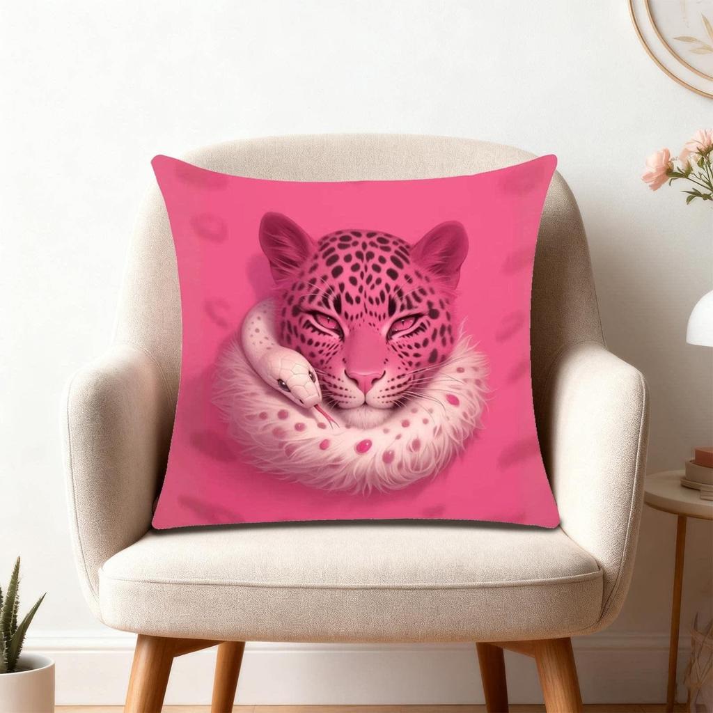 Colorful Bohemian Short Plush Pillowcase 45x45cm Adorable Kitten Living Room Bedroom Decor (Pillow Insert Not Included)