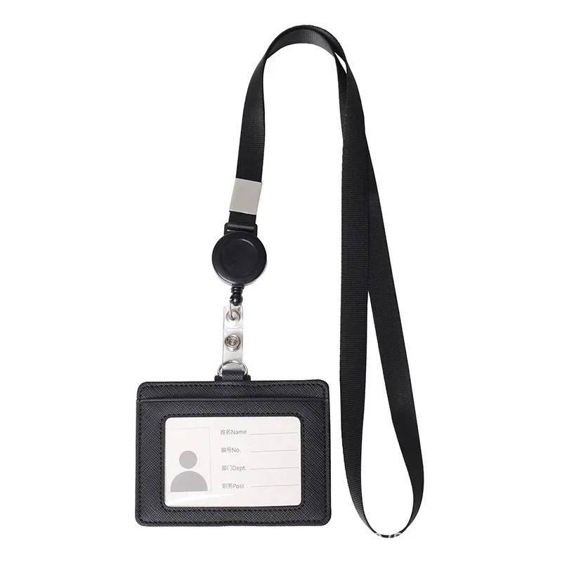 Multi-functional Card Holder with Lanyard for Men and Women Credit Cards Bank Cards Student Cards Leather Wallet ID Badge Case