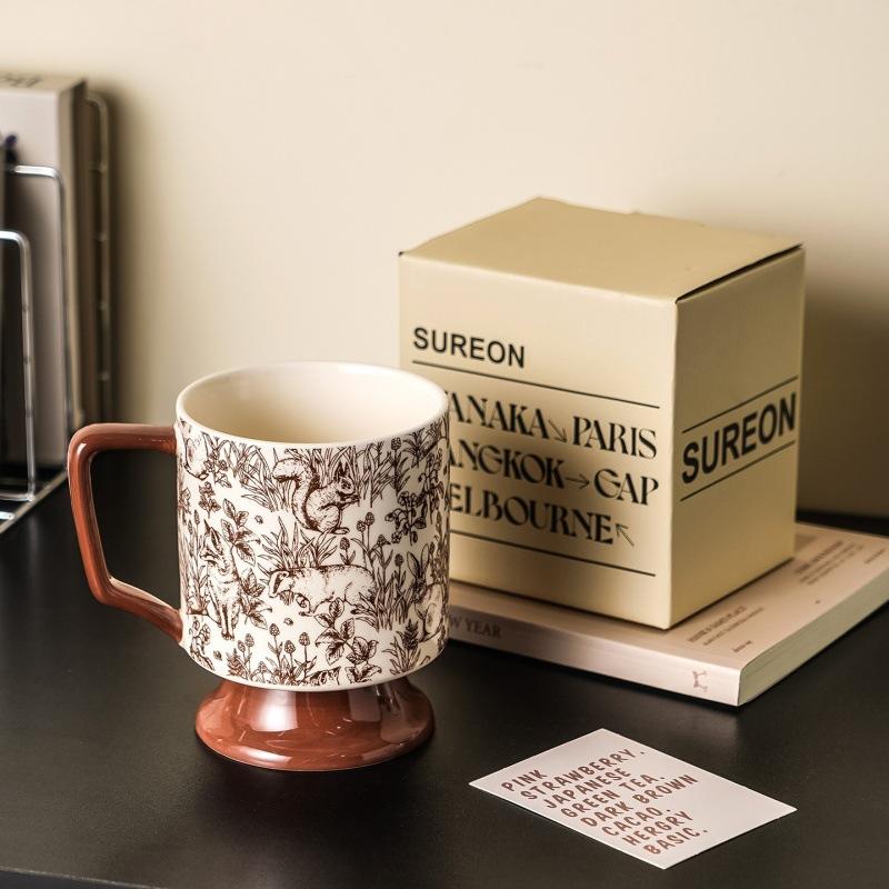 Retro Coffee Cups High End Ancient Style Household Cups Afternoon Tea Ceramic Water Cups Niche Mugs Couple Birthday Gifts 400ML