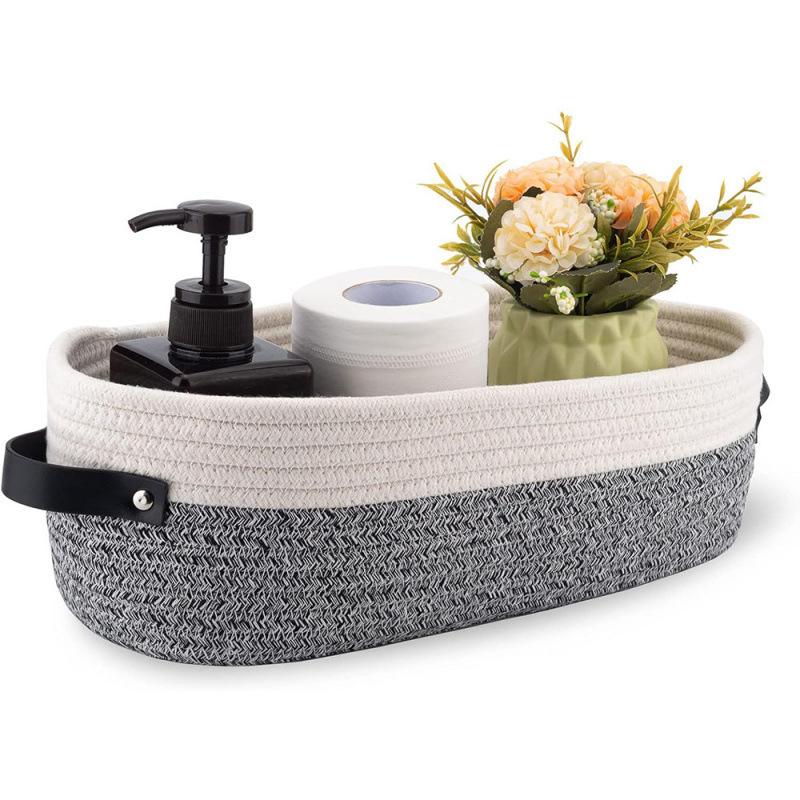 Cotton Rope Woven Storage Basket Desktop Organizer Household Cosmetic Snack Storage Box