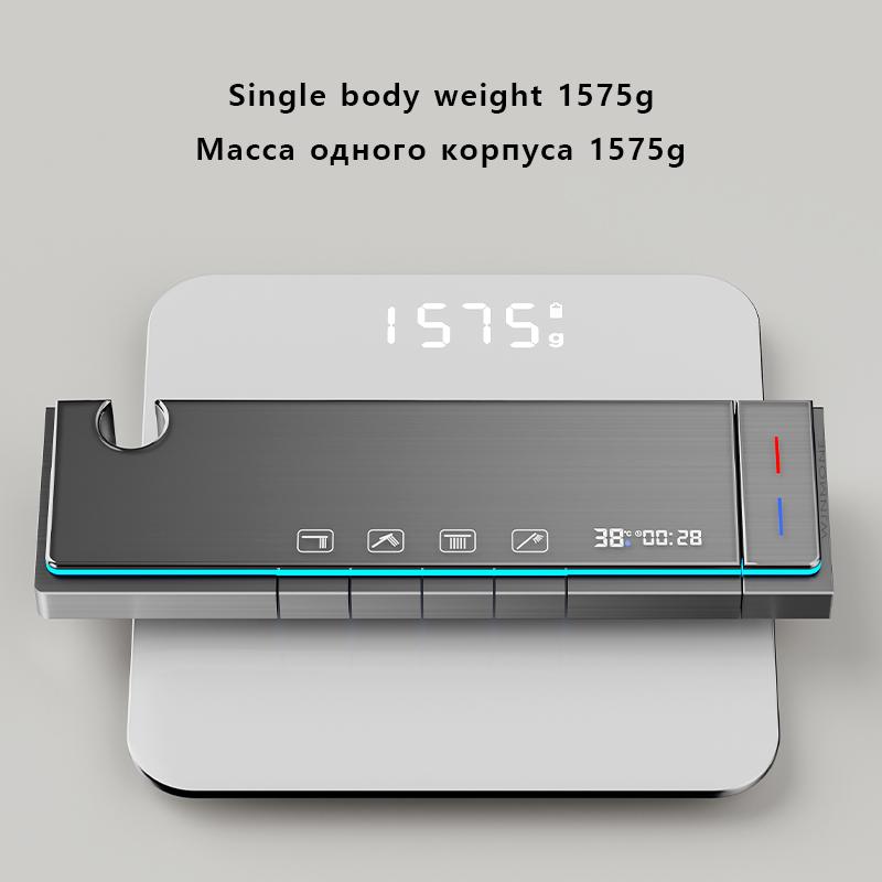 Modern Bathrooms Shower System Set Glass Panel Bathtub Rain LED Display Rainfall Shower Mixer Tap Thermostatic Faucet with Light