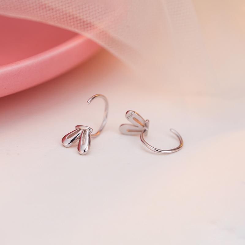 Cute Rabbit Ear Stud Earrings Female Playful Design Sleeping Free Earrings Hollow Rabbit Ear Hook