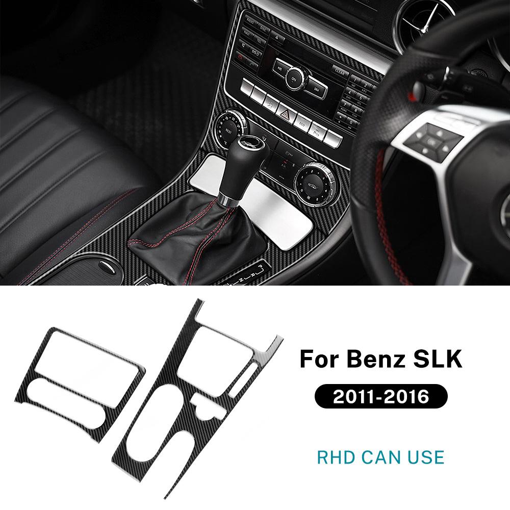 Real Soft Carbon Fiber Trim Sticker For Mercedes Benz SLK R172 2011 2012 2013 2014 2015 2016 Car Central Control Gear Panel