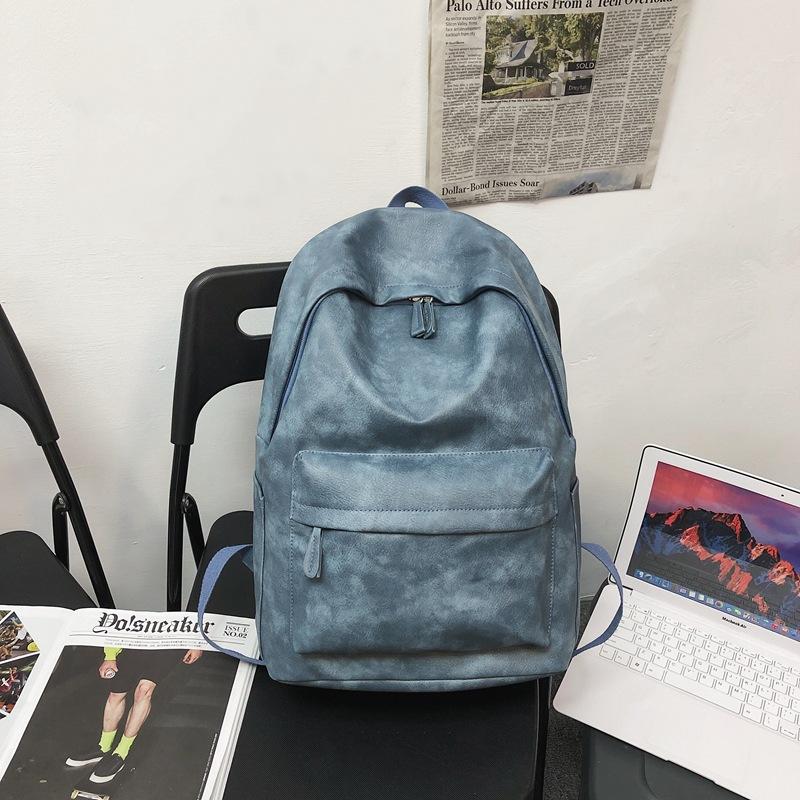 Pu Soft Leather Schoolbag Female Japanese College Students Leisure Travel Backpack Male Fashion Large Capacity Leisure Computer Backpack