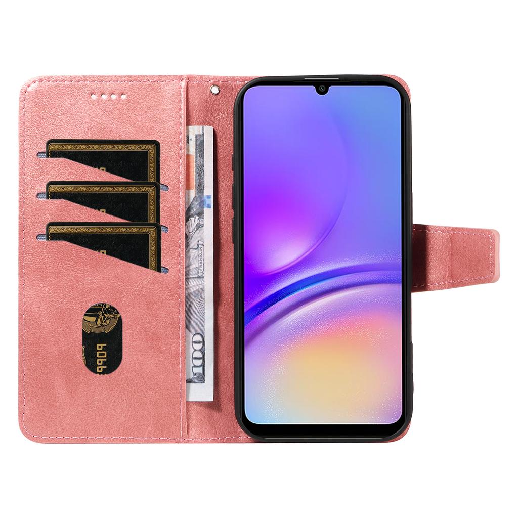 For Samsung Galaxy A07 4G/A06 4G/A06 5G Leather Case Wallet Stand Grids Imprinted Phone Cover with Strap