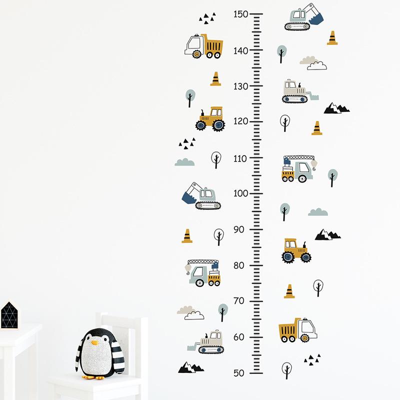 Cartoon Wall Stickers For Boys Room Decoration Traffic Track Cars Truck Tractor Bulldozer Wall Decals For Bedroom Nursery Room