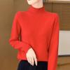 Half High Collar Jacquard Knitted Sweater Women's Autumn and Winter Solid Color Knitted Sweater Long Sleeved Loose Thick Pullover