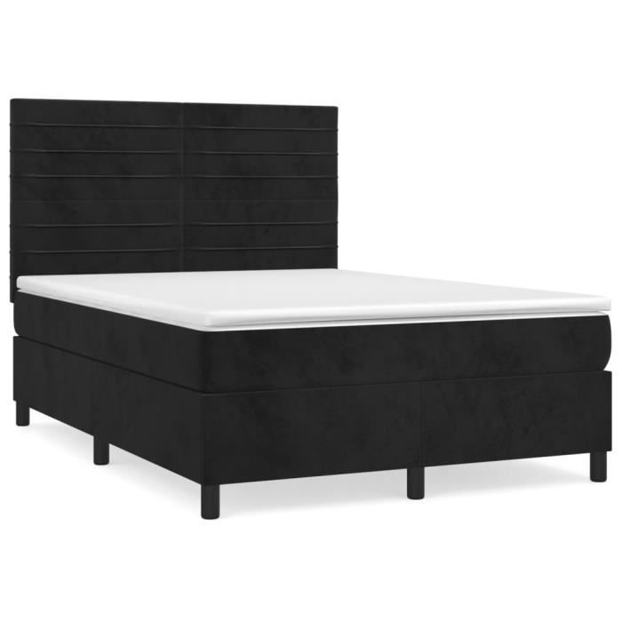 3143081 vidaXL Divan Bed with Mattress Black 140x190 Cm Velvet