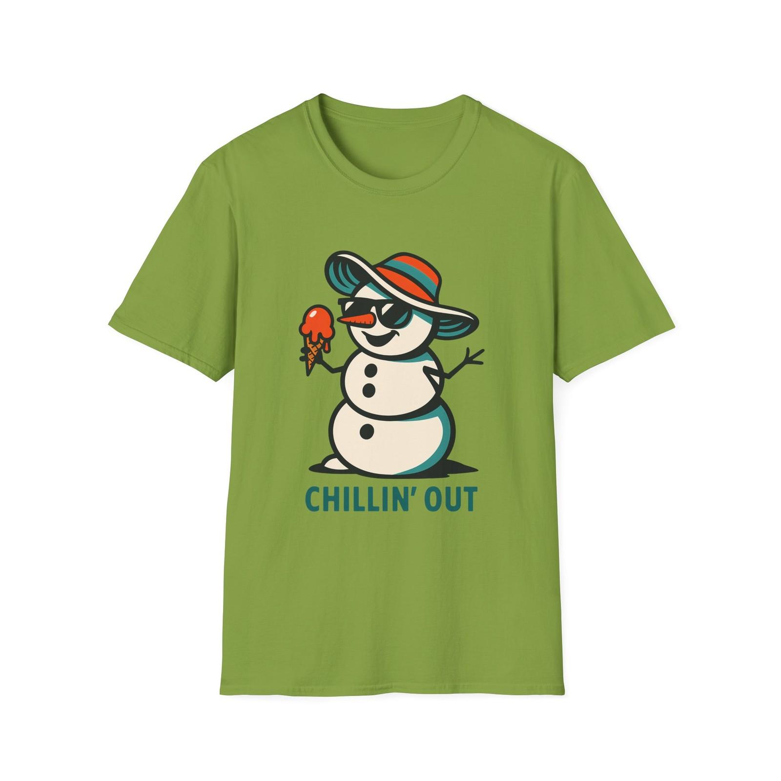 Unisex Softstyle T-Shirt Mens Womens Tees Top Retro Snowman Sunglasses Beach Funny Holiday Christmas XL