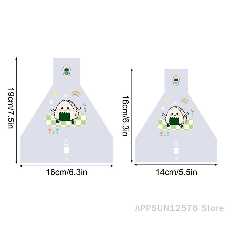 100Pcs Cute Cartoon Triangle Rice Ball Packing Bag Seaweed Sushi Mould Bag Sushi Bento Accessories Seaweed Rice Ball Sushi Bag