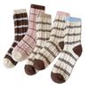 Winter Thick Socks Striped Color Blocking Warm Plush Thickened Plush Striped Mid-Leg Socks Piled Up Sleep Socks At Home