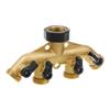 Brass 4 Way Hose Splitter for Outdoor Watering High Flowing Support Multiple Hose Connection Simultaneously Supplies