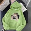 Autumn and Winter Cat Print Loose Hooded Sweatshirt 7013