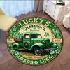 Lucky Shamrock Vintage Truck Round Rug Crystal Velvet Floor Mat St Patrick's Day Decor Irish Theme Living Room Bedroom Carpet