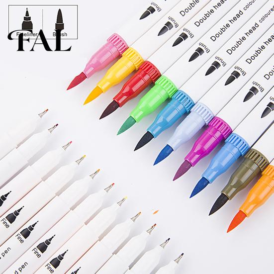Set di Pennarelli Doppia Punta per Disegno, con Pennello e Punta Fine, Set Pittura Multicolore Lavabile, Inchiostro Solubile in Acqua, per Disegno a Mano