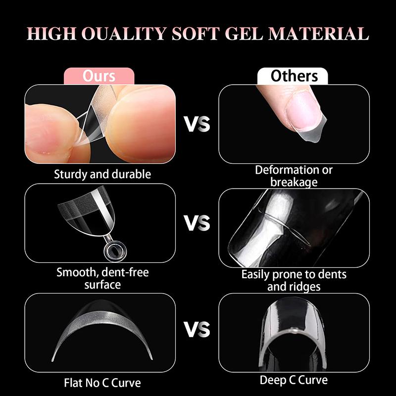 600Pcs Full Cover Press On Nail Tips Stiletto Almond Square Coffin French False Fake Soak Off Gel Nail Extension Tips Capsule
