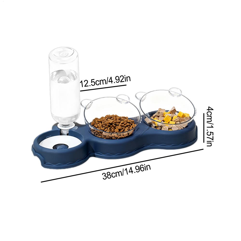 

Cat Bowls Automatic 15 Degree Tilted Dispenser Cat Water And Food Bowl Set For Small Medium Large Kitten Bunny All Breeds Doggy темно-синього кольору
