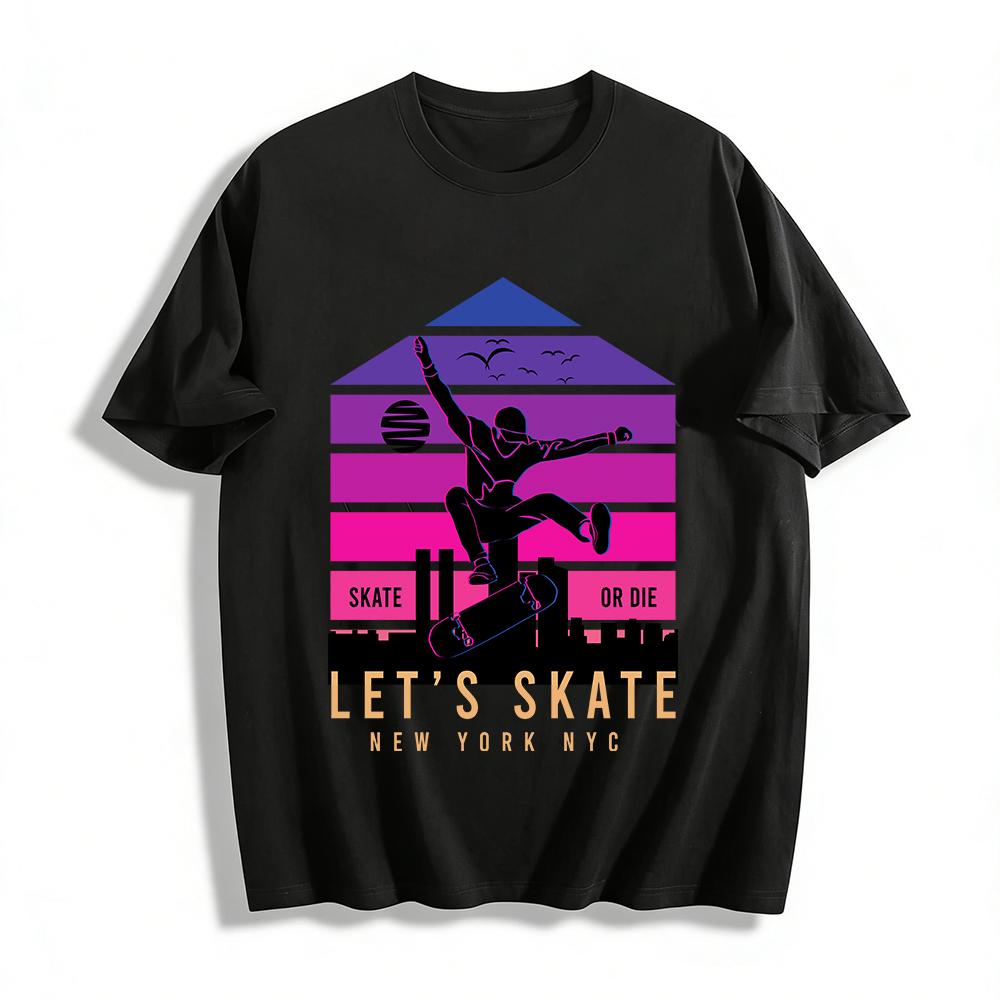 New York NYC Street Skateboarding Graphic Tee Retro Casual Top Pure cotton T-shirt XXS