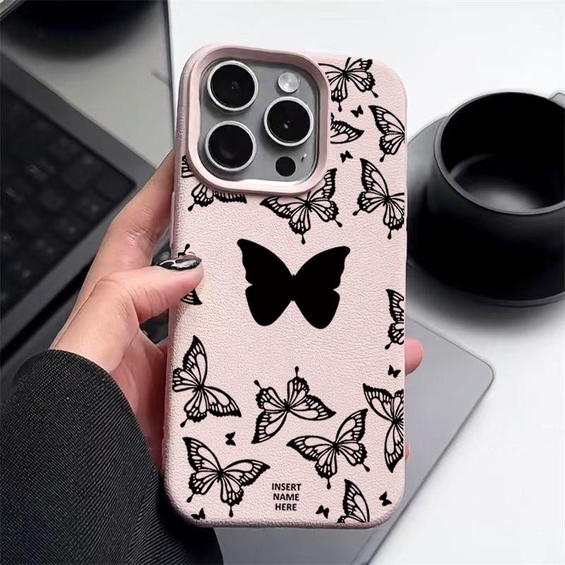 TPU měkký kryt se vzorem motýla pro iPhone 16E 16 Pro Max 15 Pro 14 13 12 11 Nárazuvzdorný Slim Matný zadní kryt