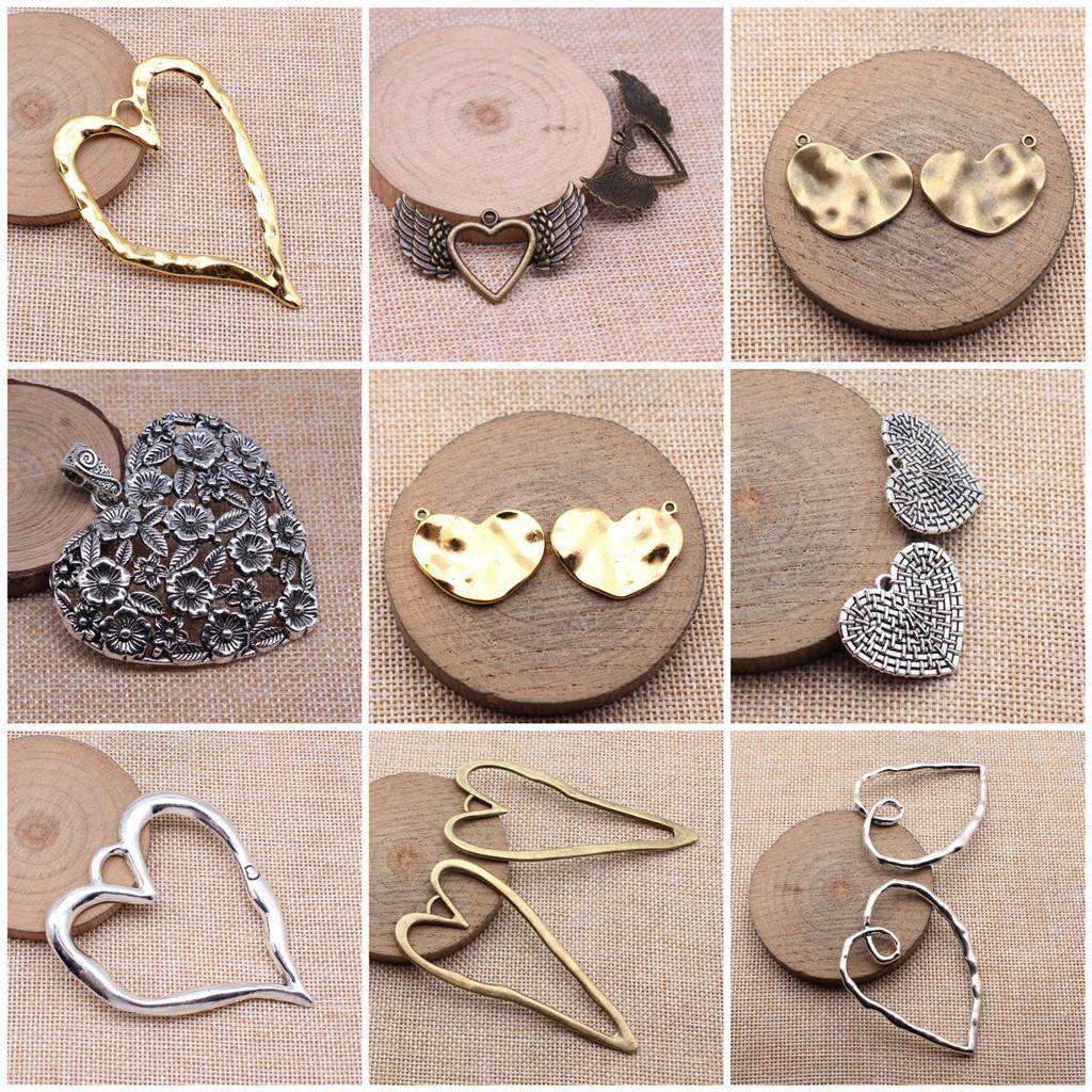 Big Heart Shaped Charms Pendant For Bracelet Necklace Jewelry Making Craft Findings