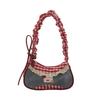 2026 Autumn New Fashion Armpit Color Block Versatile Shoulder Bag Girl Stylish Plaid Handbag Women Purse