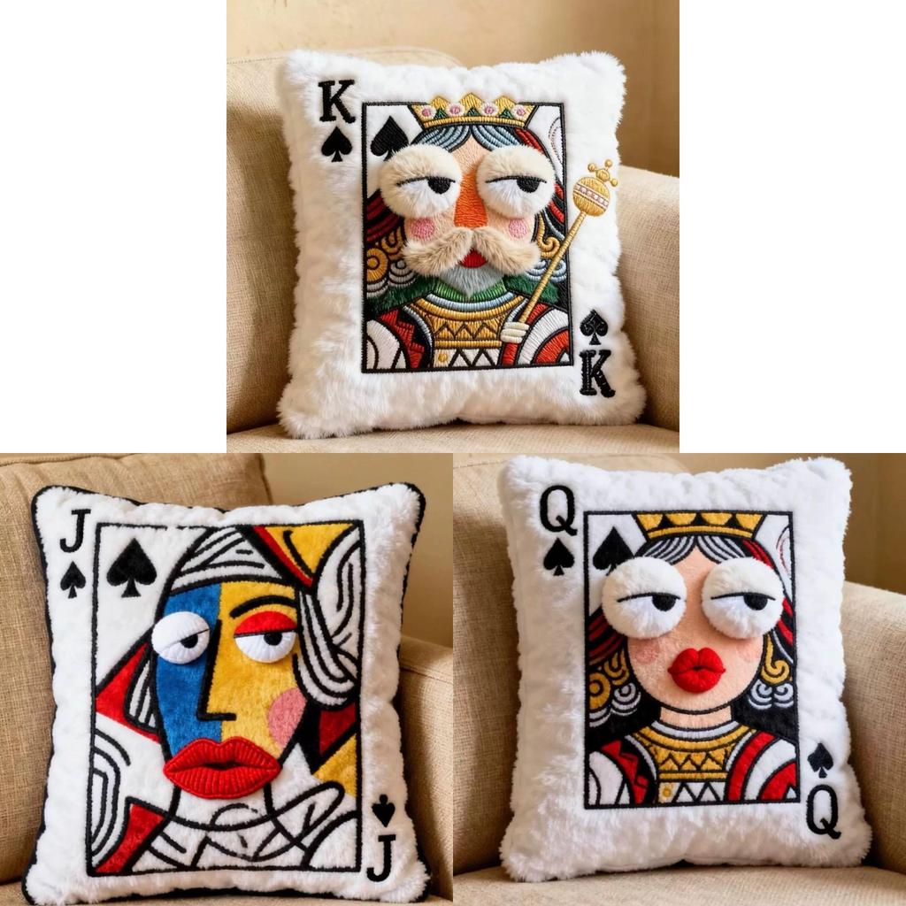 Kristallwasser-Plüsch-Spielkartenkissen mit Stickerei und süßem Charakterdesign für Geschenke und Wohnzimmerdekoration