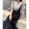 DIMANAF Women 2025 Plus Size Solid Dress Summer Vintage Dress Basic Sleeveless Long Casual Loose Dress Maxi