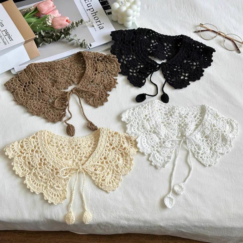 Detachable Knitted Scarves Round Neck Blouse Shoulders Fake Collar Hollow Out Crochet Shawl  Summer