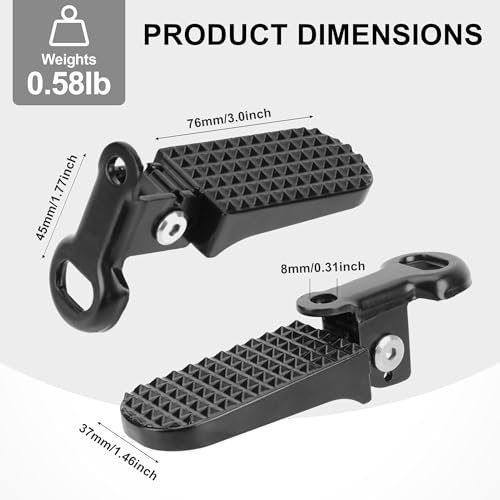 1 Pair Bike Rear Pedals, Mini Folding Bike Pegs, 8mm Aluminium Alloy Non-Slip Bicycle Footrests, Quick Release Foot Plates Pedals for Mountain Bike E