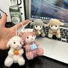 Cute Soft Plush Sheep Keychain Fluffy Straw Hat Plaid Bow 1Pcs Portable Key Ornament for Travel Backpack Decor