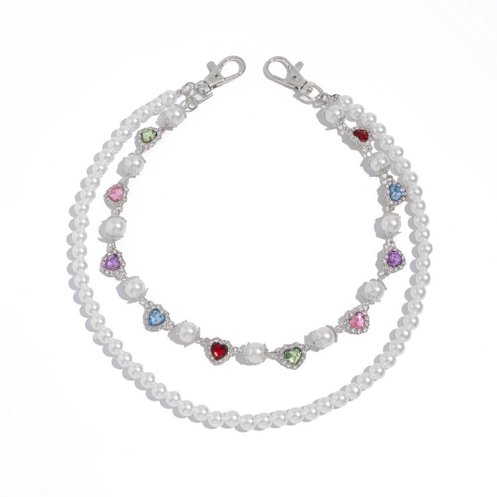 

Luxury Rhinestone Rhinestone Keychain Love Heart Design Wallet Belt Chain Pant Chain Men Trousers