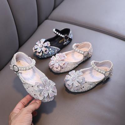 Herbst neuer Stil damenhaftes Baby-Mädchen Kinder Prinzessin Strass Einzel-Schuhe Lederschuhe Tanz-Performance-Schuhe