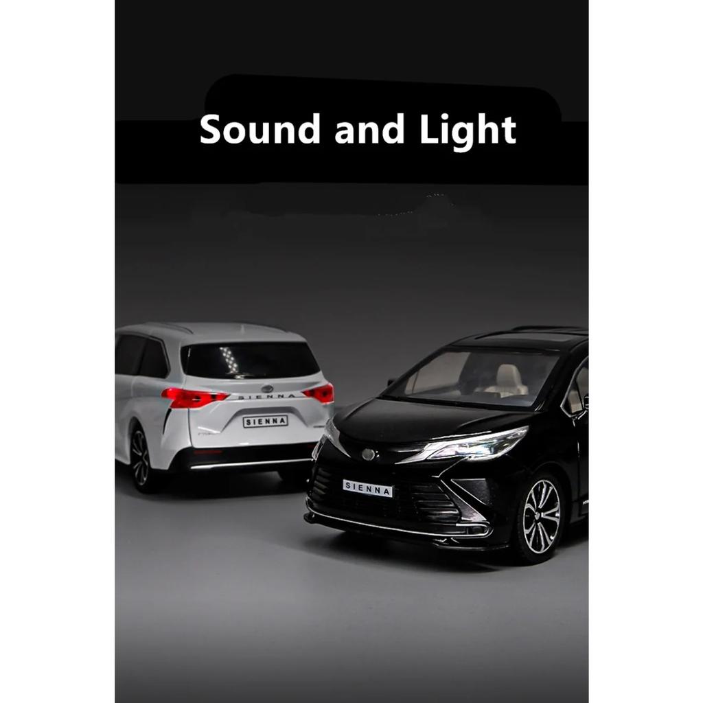 1/24 TOYOTA Sienna MPV Alloy Car Model Diecasts Metal Toy Commercial Car Model Simulation Sound Light Collection Childrens Gifts