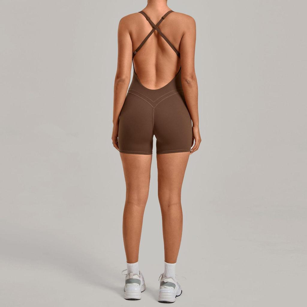 Nouveau Body de Sport Yoga Européen et Américain: Combinaison une pièce à dos croisé, ajustée, pour le fitness et la course à pied
