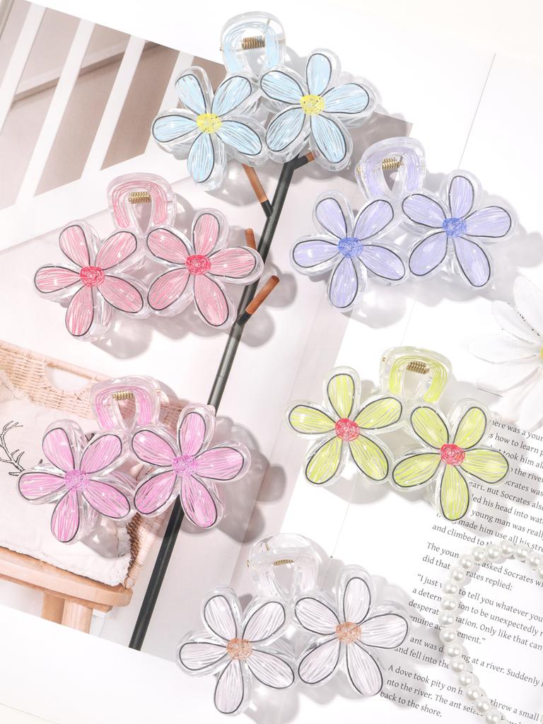 Fashion Flower Hair Claw Clip for Women New Hawaiian Hair Clamp Vacation Beach Style Hairpin Hair Accessories forThin/Thick Hair