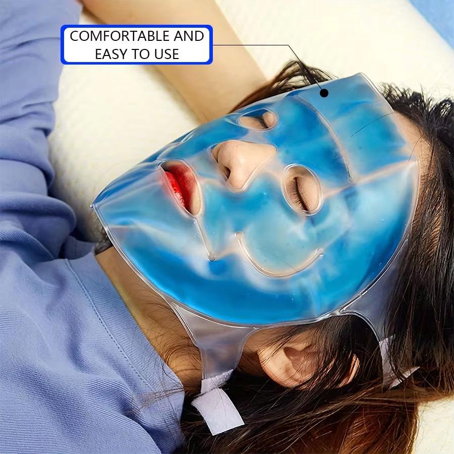 SPA Ice Cold and Hot Heat Full Face Eye Mask Sleeping Ice Pack Reduce Face Puff Dark Circles Gel Beads Compress for Woman