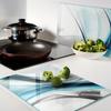Tempered Glass Kitchen Splashbacks with Abstract Wave Graphics 2X40X52 Cm