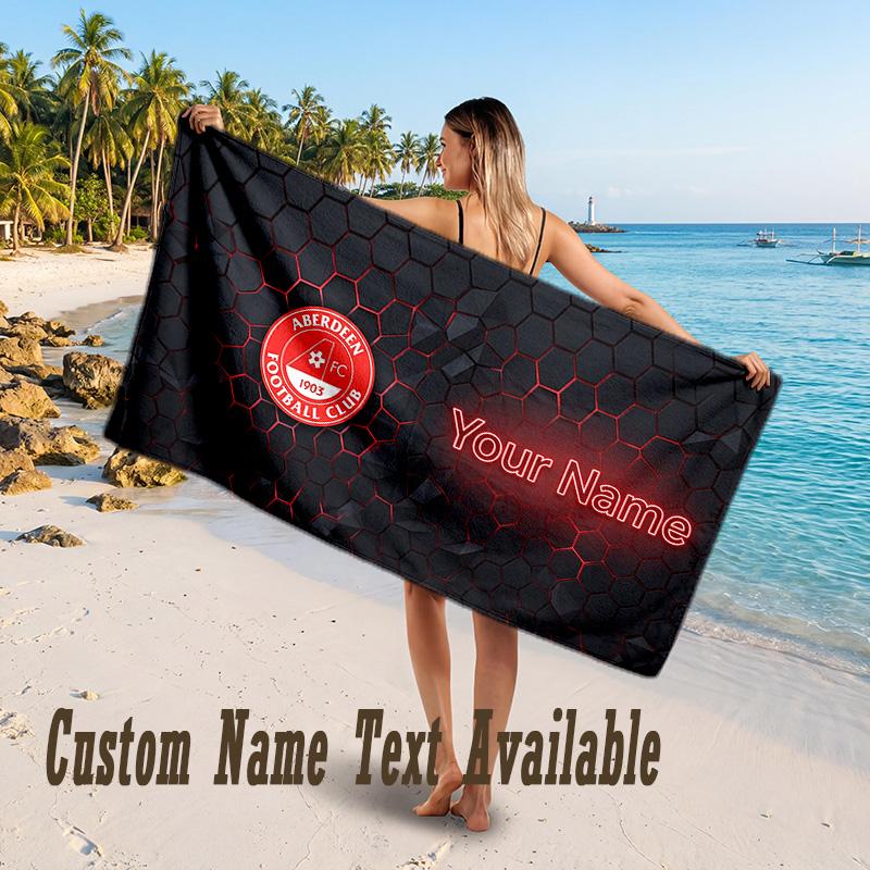Aberdeen FC Design Beach Towel Custom Text Large Towel for Beach Vacation