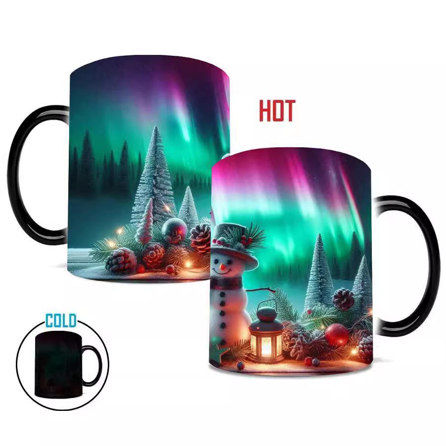 New Aurora Borealis Northern Lights Temperature Sensing Mug Color Changing Mug Ceramic Coffee Mug Water Mug